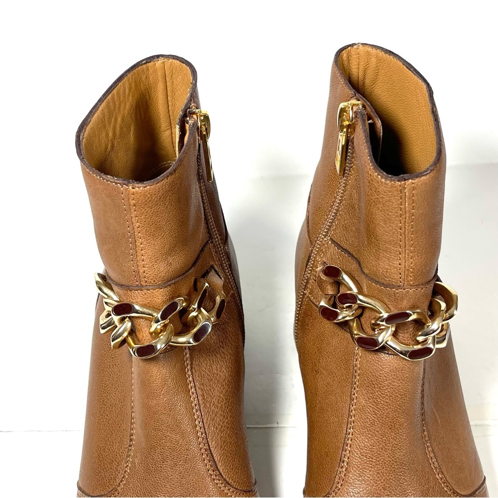 See By Chloe Mahe Women’s Ankle Boots Brown Gold Chain Embellished Size 36 US 5 - Picture 7 of 12